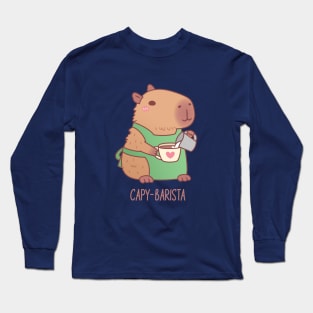 Cute Capybara Barista Making Coffee Long Sleeve T-Shirt